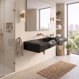 Vireirien Sculpted Live Edge Handcrafted Floating Bathroom Vanity with Integrated Sink Black - Timberustic Floating Bathroom Vanity with Integrated Sink