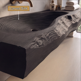 Vireirien Sculpted Live Edge Handcrafted Floating Bathroom Vanity with Integrated Sink - Timberustic Floating Bathroom Vanity with Integrated Sink