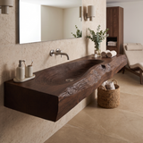 Vireirien Sculpted Live Edge Handcrafted Floating Bathroom Vanity with Integrated Sink Dark Walnut - Timberustic Floating Bathroom Vanity with Integrated Sink