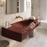 Vireirien Sculpted Live Edge Handcrafted Floating Bathroom Vanity with Integrated Sink Mahogany - Timberustic Floating Bathroom Vanity with Integrated Sink
