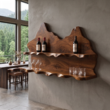 Vireiwyn Mountain Live Edge Handcrafted Floating Wine Shelf by Timberustic — Brown finish