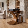 Virelio Flowing Sculpted Handcrafted Record Player Stand With Storage Brown - Timberustic Record Player Stand With Storage