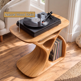 Virelio Flowing Sculpted Handcrafted Record Player Stand With Storage - Timberustic Record Player Stand With Storage
