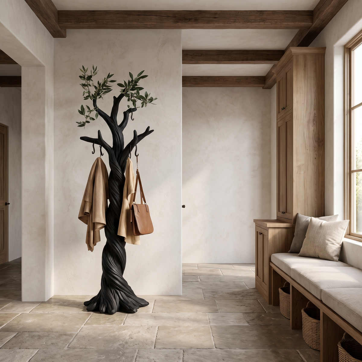 Virelorn Twisting Sculpted Tree Coat Rack Black - Timberustic Tree Coat Rack