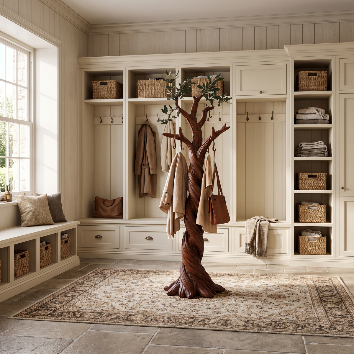 Virelorn Twisting Sculpted Tree Coat Rack Mahogany - Timberustic Tree Coat Rack