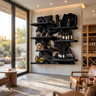 Viremont Live Edge Handcrafted Floating Wine Shelf by Timberustic — Black finish