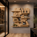 Viremont Live Edge Handcrafted Floating Wine Shelf by Timberustic — Natural Oak finish