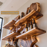 Viremont Live Edge Handcrafted Floating Wine Shelf by Timberustic — natural wood grain detail
