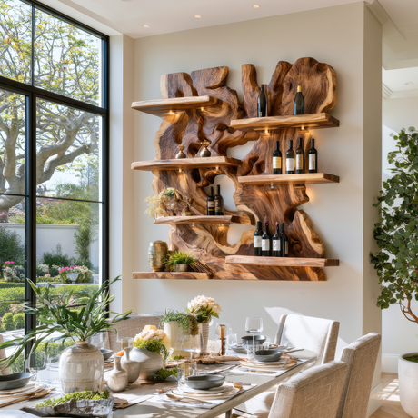 Viremont Live Edge Handcrafted Floating Wine Shelf - Timberustic Floating Wine Shelf