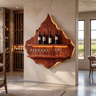 Vireorell Peaked-Contour Handcrafted Floating Wine Shelf by Timberustic — Mahogany finish