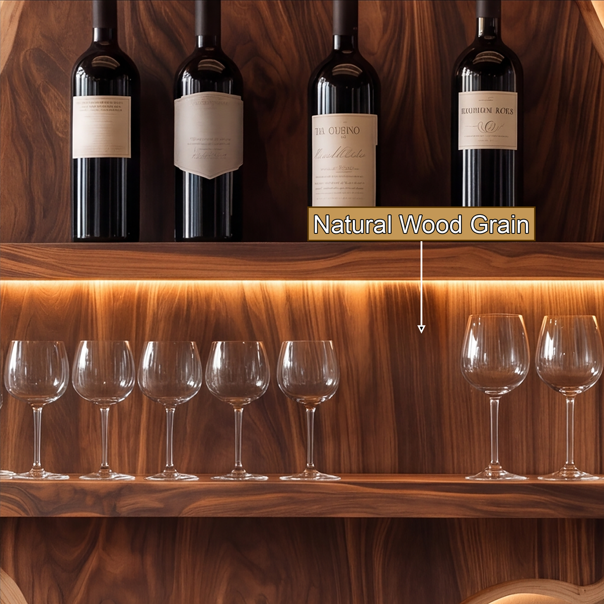 Vireorell Peaked-Contour Handcrafted Floating Wine Shelf by Timberustic — natural wood grain detail