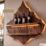 Vireorell Peaked-Contour Handcrafted Floating Wine Shelf by Timberustic — solid wood detail
