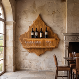 Vireorell Peaked-Contour Handcrafted Floating Wine Shelf by Timberustic — Teak finish