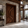 Vireowyn Sculpted Flowing Ribbon Handcrafted Door by Timberustic — Dark Walnut finish