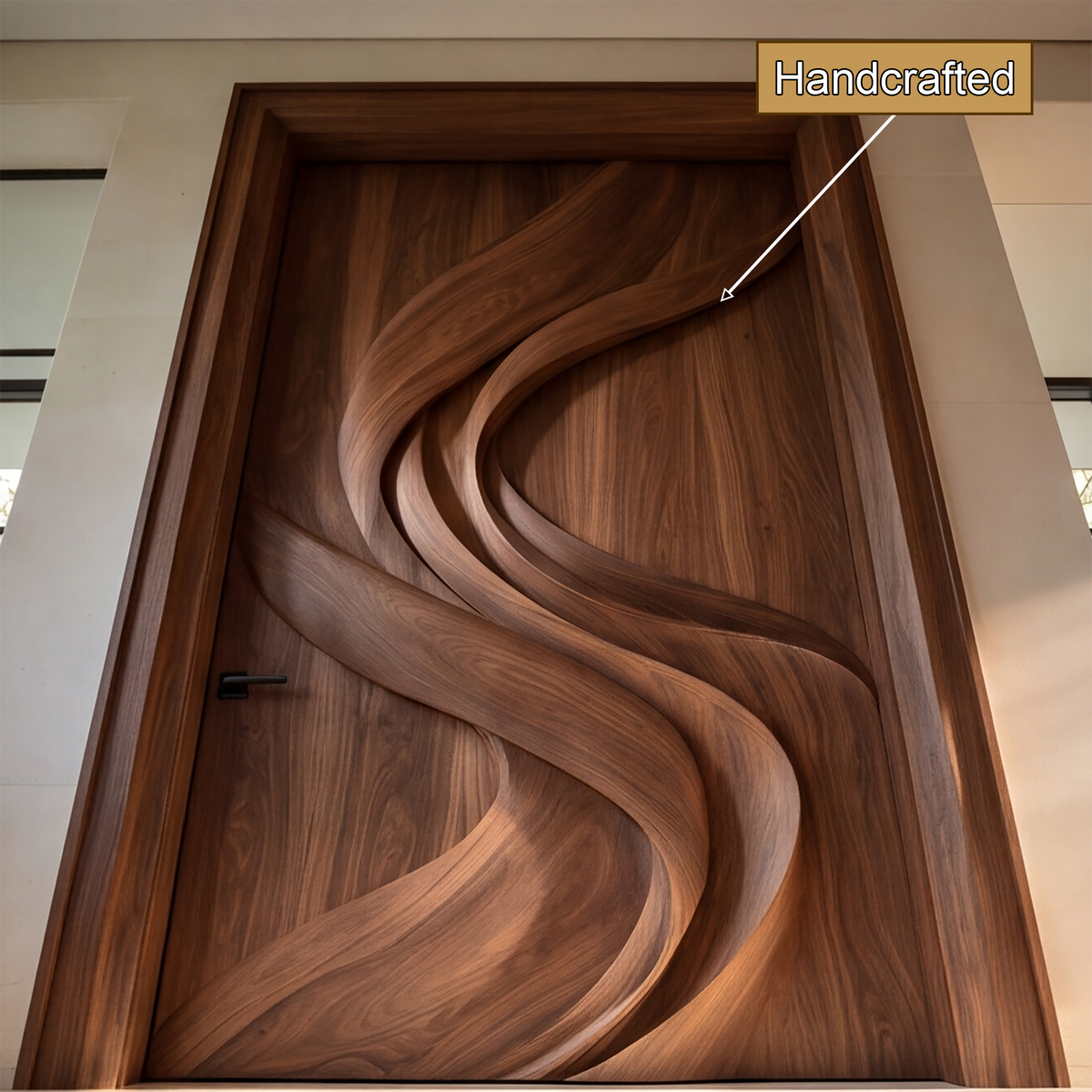Vireowyn Sculpted Flowing Ribbon Handcrafted Door by Timberustic — handcrafted details