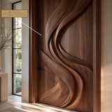 Vireowyn Sculpted Flowing Ribbon Handcrafted Door by Timberustic — solid wood detail