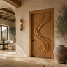 Vireowyn Sculpted Flowing Ribbon Handcrafted Door by Timberustic — Teak finish