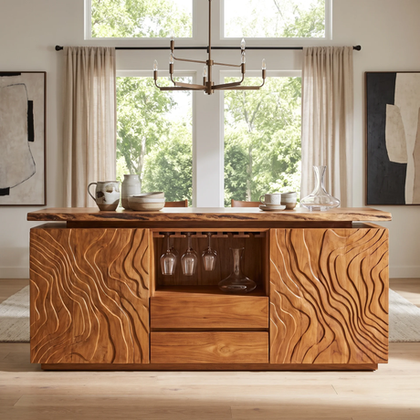 Aelewyn Relief-Front Wine Cabinet - Timberustic Wine Cabinet