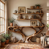 Aerionis Sculpted Solid Wood Console Table with Shelves - Timberustic Console Table with Shelves