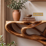Aerionis Sculpted Solid Wood Console Table with Shelves - Timberustic Console Table with Shelves