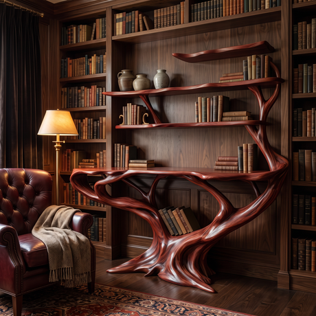 Aerionis Sculpted Solid Wood Console Table with Shelves Mahogany - Timberustic Console Table with Shelves