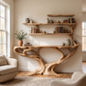 Aerionis Sculpted Solid Wood Console Table with Shelves Natural Oak - Timberustic Console Table with Shelves