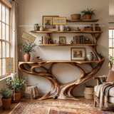 Aerionis Sculpted Solid Wood Console Table with Shelves - Timberustic Console Table with Shelves