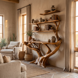 Aerionis Sculpted Solid Wood Console Table with Shelves Teak - Timberustic Console Table with Shelves