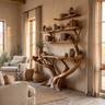 Aerionis Sculpted Solid Wood Console Table with Shelves Teak - Timberustic Console Table with Shelves