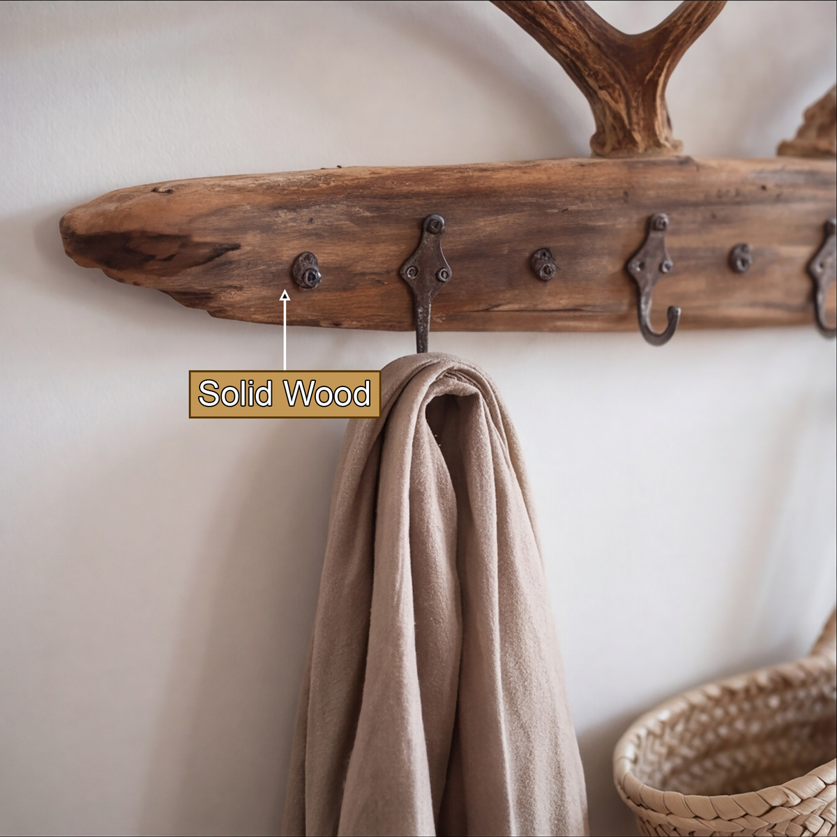 Antura Rustic Branchline Solid Wood Hook Rack - Timberustic Hook Rack