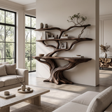 Arbordrift Handcrafted Tree Console Table with Shelves Dark Walnut - Timberustic Console Table with Shelves