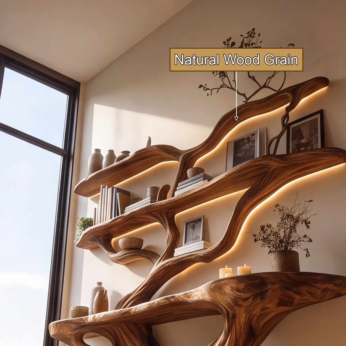 Arbordrift Handcrafted Tree Console Table with Shelves - Timberustic Console Table with Shelves