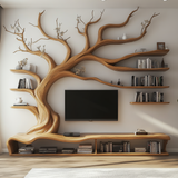 Arboreon Handcrafted Solid Wood Tree TV Console - Timberustic TV Console with Tree Shelf