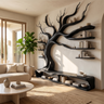 Arboreon Handcrafted Solid Wood Tree TV Console Black - Timberustic TV Console with Tree Shelf