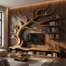 Arboreon Handcrafted Solid Wood Tree TV Console Brown - Timberustic TV Console with Tree Shelf