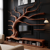 Arboreon Handcrafted Solid Wood Tree TV Console Mahogany - Timberustic TV Console with Tree Shelf