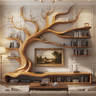 Arboreon Handcrafted Solid Wood Tree TV Console Teak - Timberustic TV Console with Tree Shelf