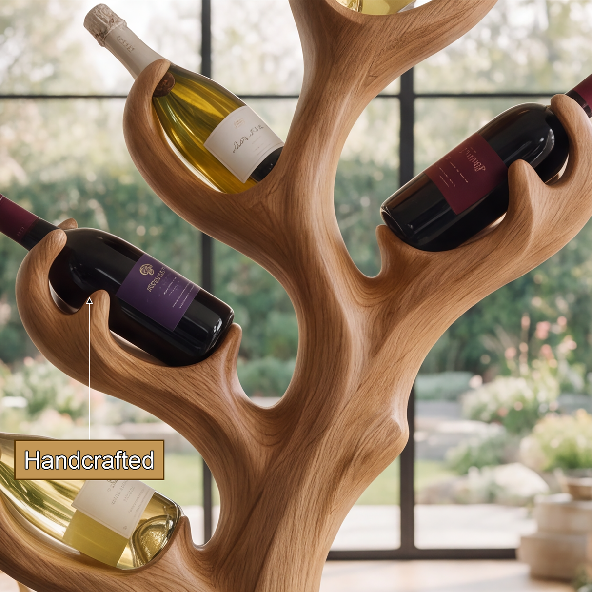 Arborwyn Sculpted Solid Wood Wine Rack