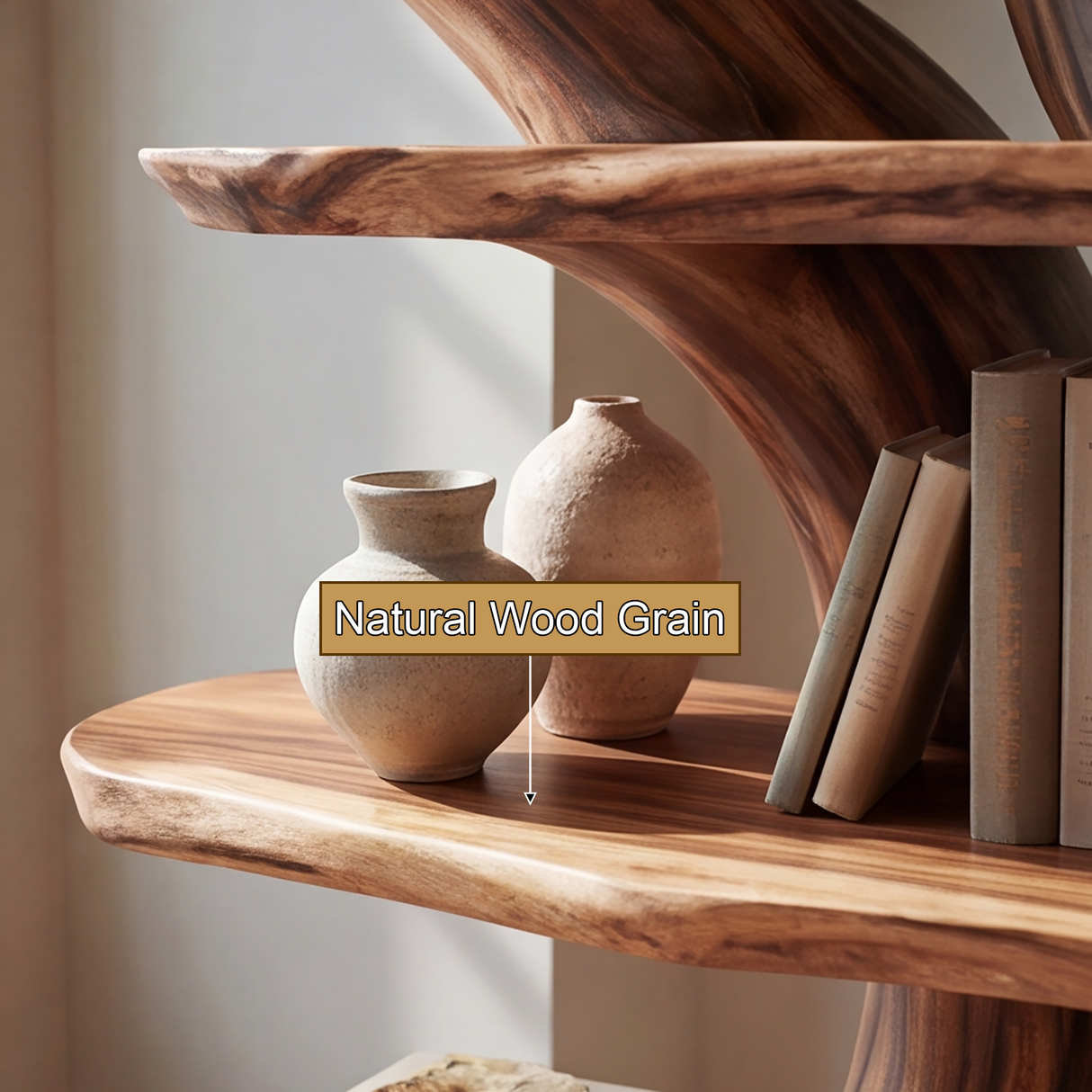 Arboryn Sculpted Solid Wood Mushroom Bookshelf