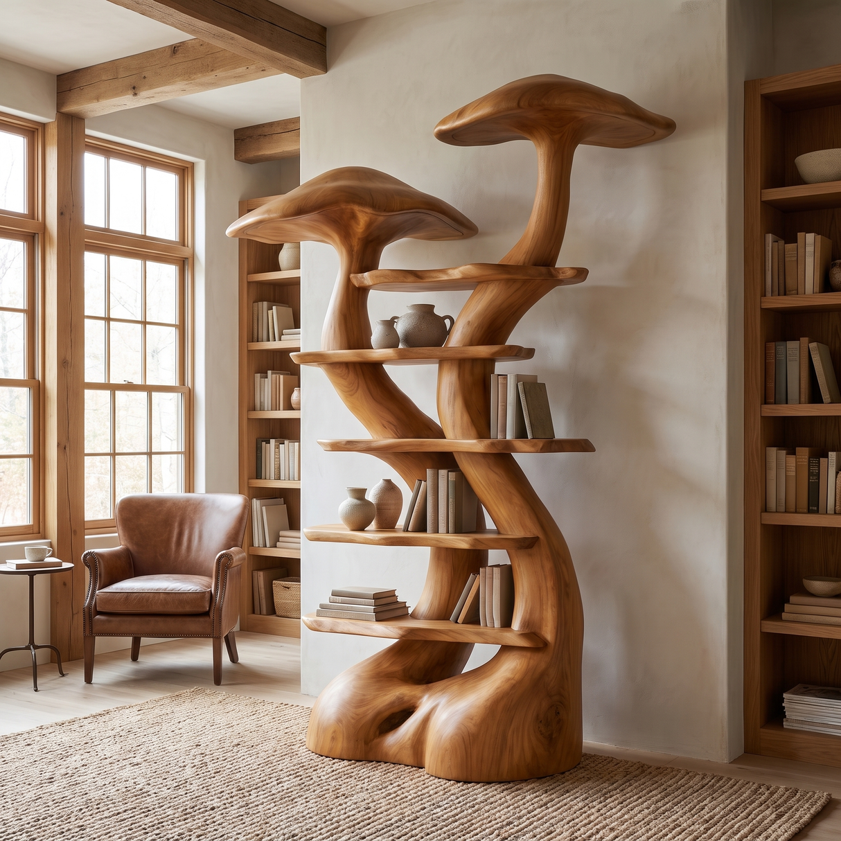 Arboryn Sculpted Solid Wood Mushroom Bookshelf