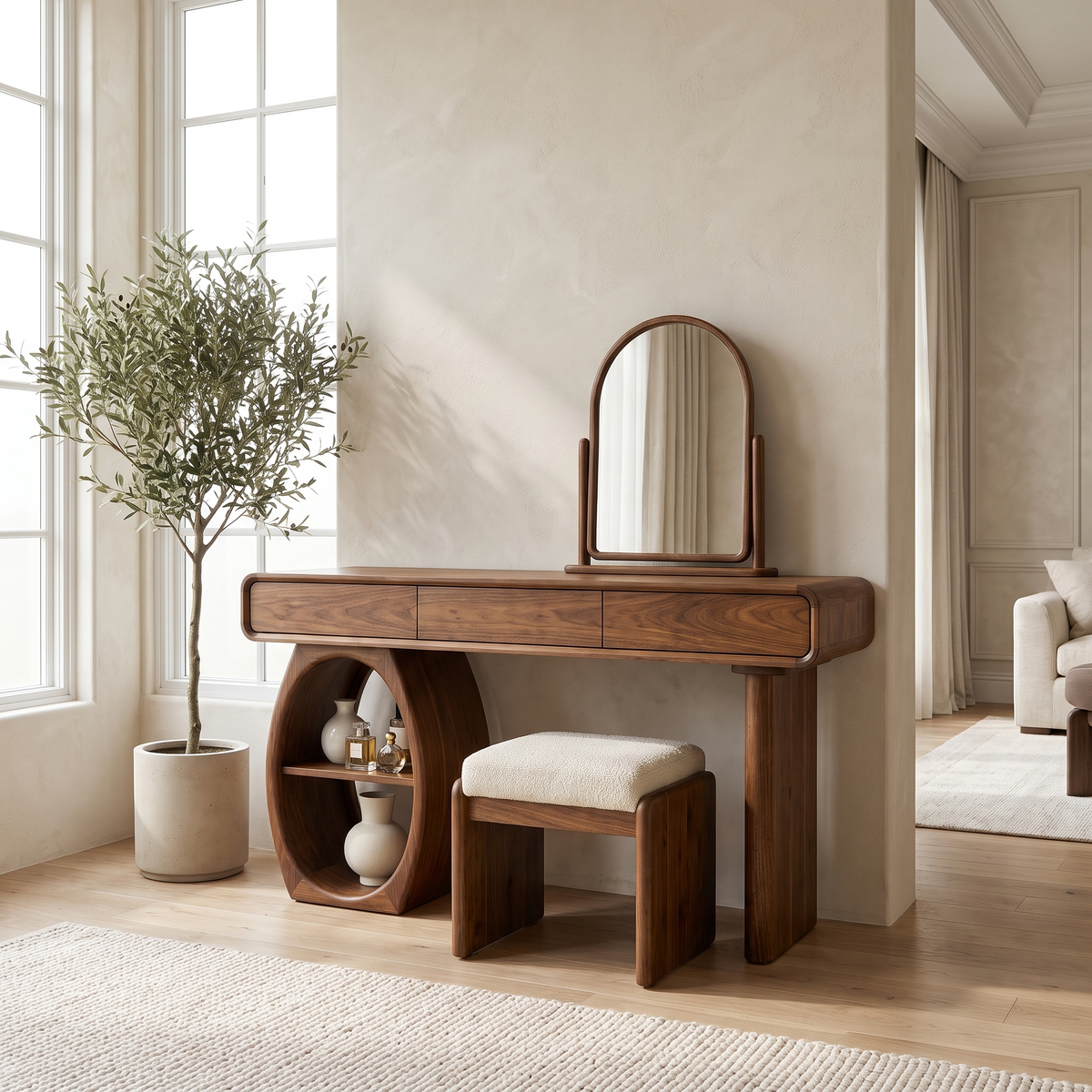 Arbrelia Sculpted Solid Wood Cosmetic Table - Timberustic Cosmetic Table