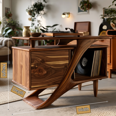 Ardellis Sculpted Solid Wood Record Player Stand