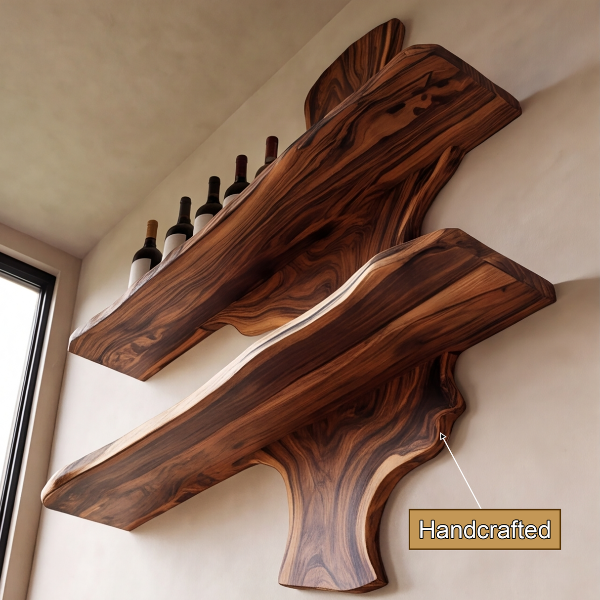 Ardemore Live Edge Solid Wood Floating Wine Shelf SPA245122