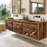 Ardovale Handcrafted Solid Wood Floating Bathroom Vanity with Integrated Sink and Drawers