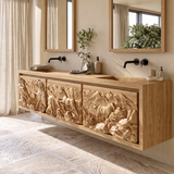 Ardovale Handcrafted Solid Wood Floating Bathroom Vanity with Integrated Sink and Drawers
