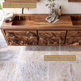 Ardovale Handcrafted Solid Wood Floating Bathroom Vanity with Integrated Sink and Drawers