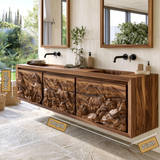 Ardovale Handcrafted Solid Wood Floating Bathroom Vanity with Integrated Sink and Drawers