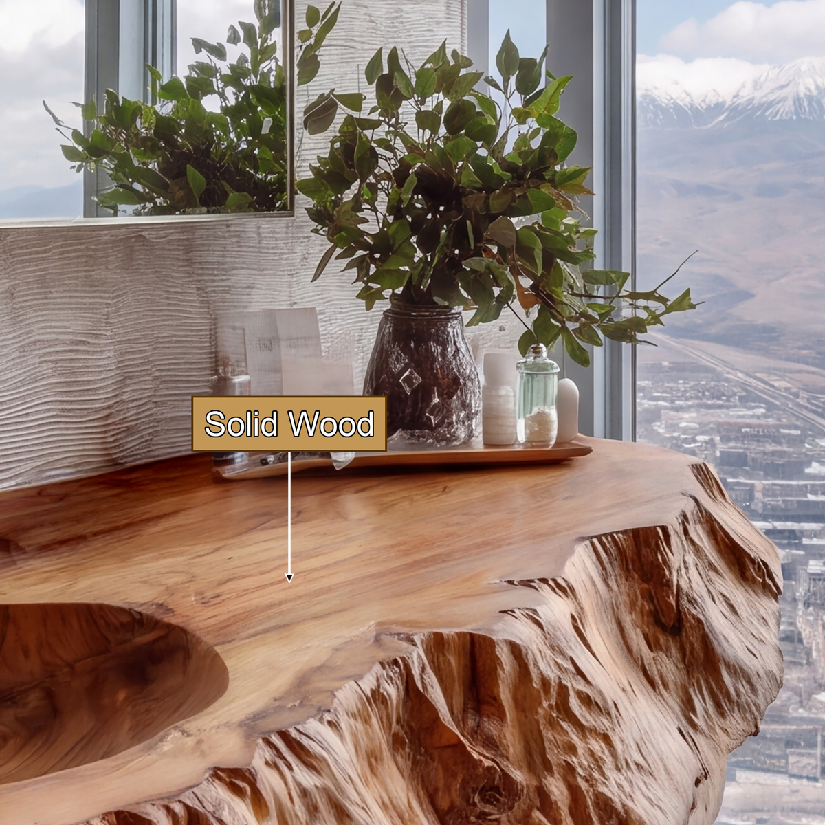 Arvella Live Edge Solid Wood Floating Bathroom Vanity with Integrated Sink - Timberustic Floating Bathroom Vanity with Integrated Sink