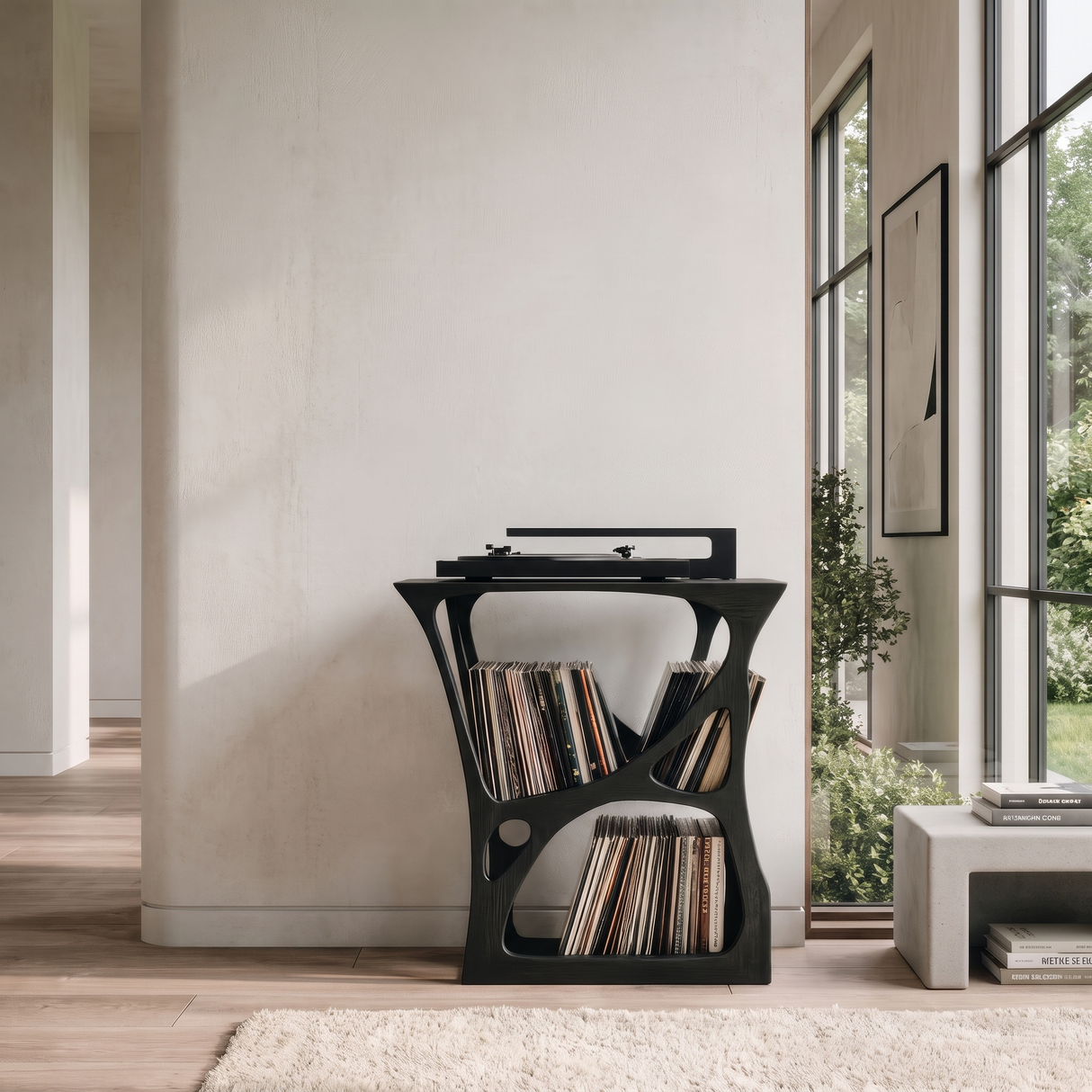 Auralith Sculpted Solid Wood Record Player Stand