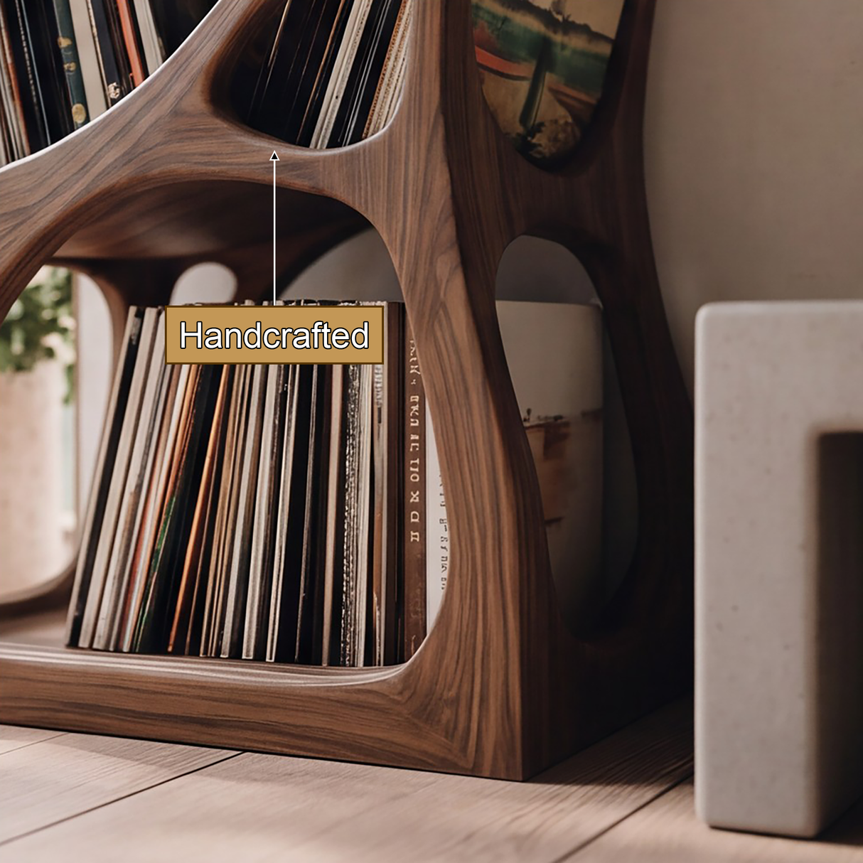 Auralith Sculpted Solid Wood Record Player Stand